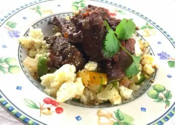 South African Putu Pap with Livers and Veg