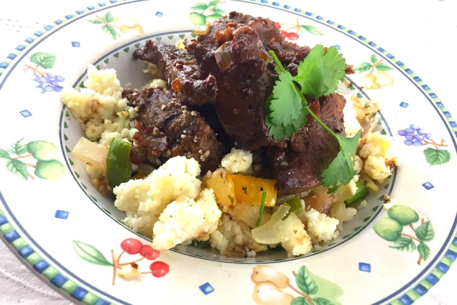 South African Putu Pap with Livers and Veg