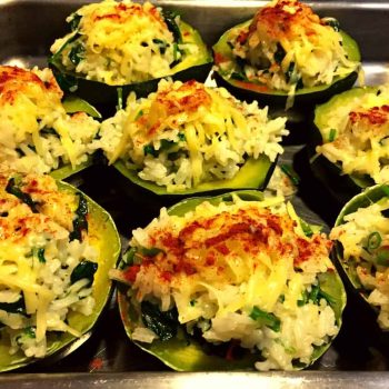 Spicy Gem Squash Stuffed with Spinach and Rice