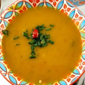 Creamy Butternut Soup made with Chicken Stock and Curry Spices