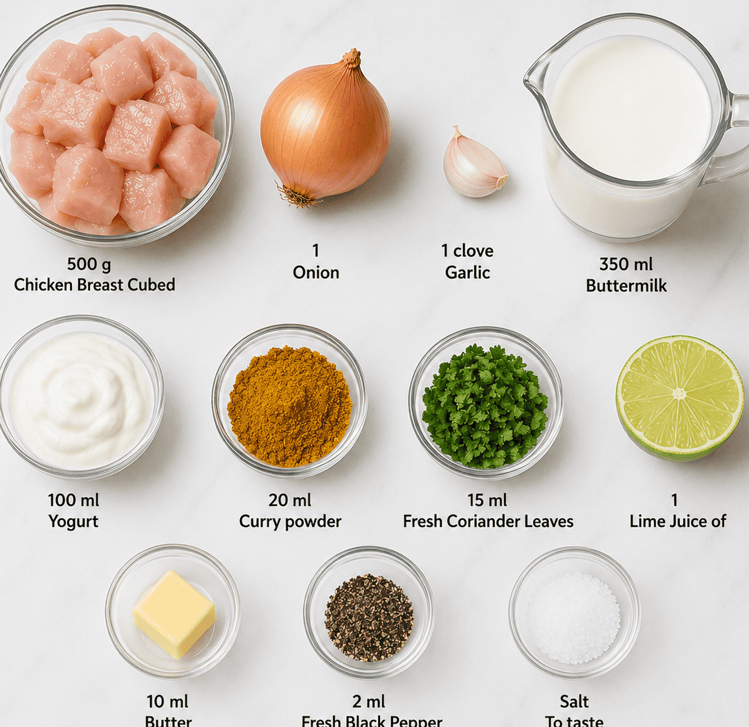 Ingredients for Buttermilk and chicken marinated