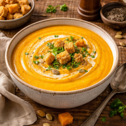 Comforting Creamy Butternut & Chicken Stock Soup with a Curry Twist - Saffarazzi Comforting Creamy Butternut & Chicken Stock Soup with a Curry Twist