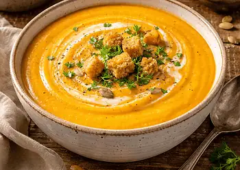 Comforting Creamy Butternut & Chicken Stock Soup with a Curry Twist
