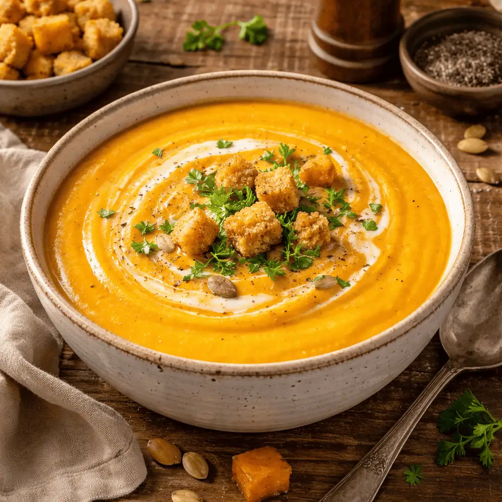 Comforting Creamy Butternut & Chicken Stock Soup with a Curry Twist - Saffarazzi Comforting Creamy Butternut & Chicken Stock Soup with a Curry Twist