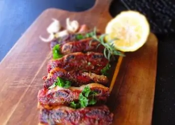 Beef Short Ribs Grilled Mediterranean Style with Olive Oil, Lemon, and Italian Herbs