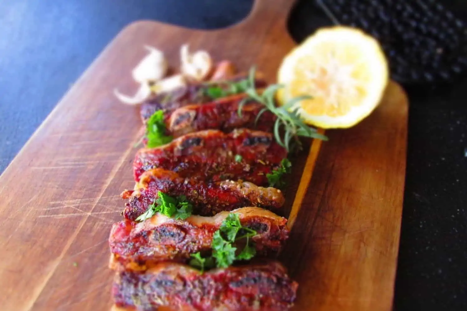 Beef Short Ribs Grilled Mediterranean Style with Olive Oil, Lemon, and Italian Herbs