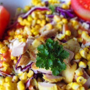 Coleslaw Salad with Grilled Sweetcorn, Chicken and Bacon