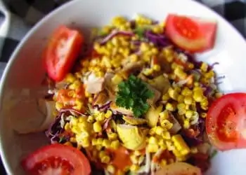 Coleslaw Salad with Grilled Sweetcorn, Chicken and Bacon