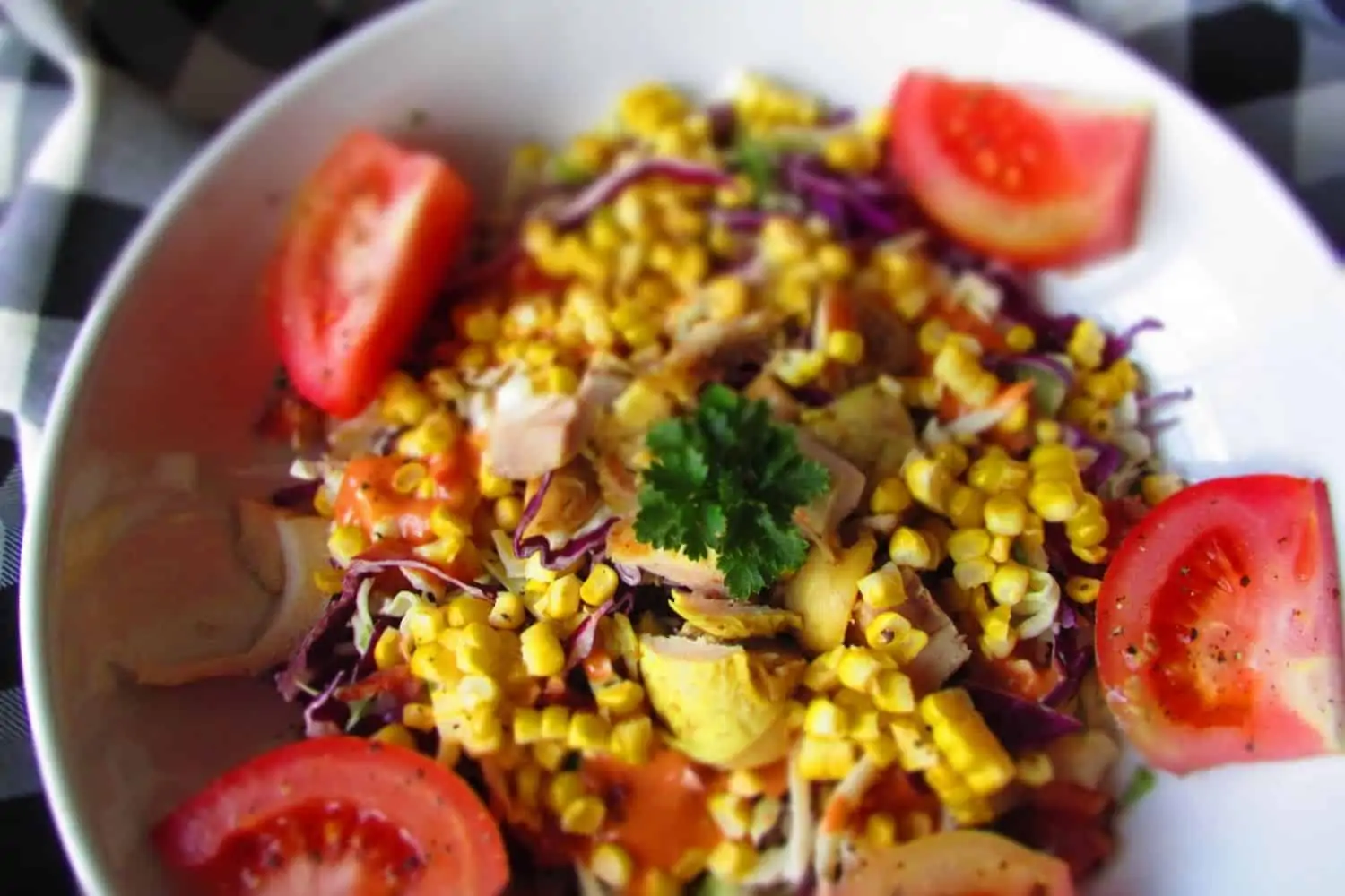 Coleslaw Salad with Grilled Sweetcorn, Chicken and Bacon