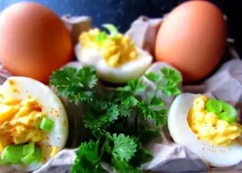 Deviled Eggs made with Mayonnaise, Mustard and Condensed Milk