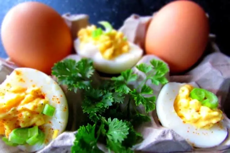 Deviled Eggs made with Mayonnaise, Mustard and Condensed Milk