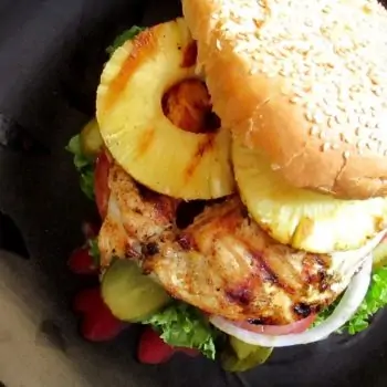 Grilled Chicken Burger with Pineapple