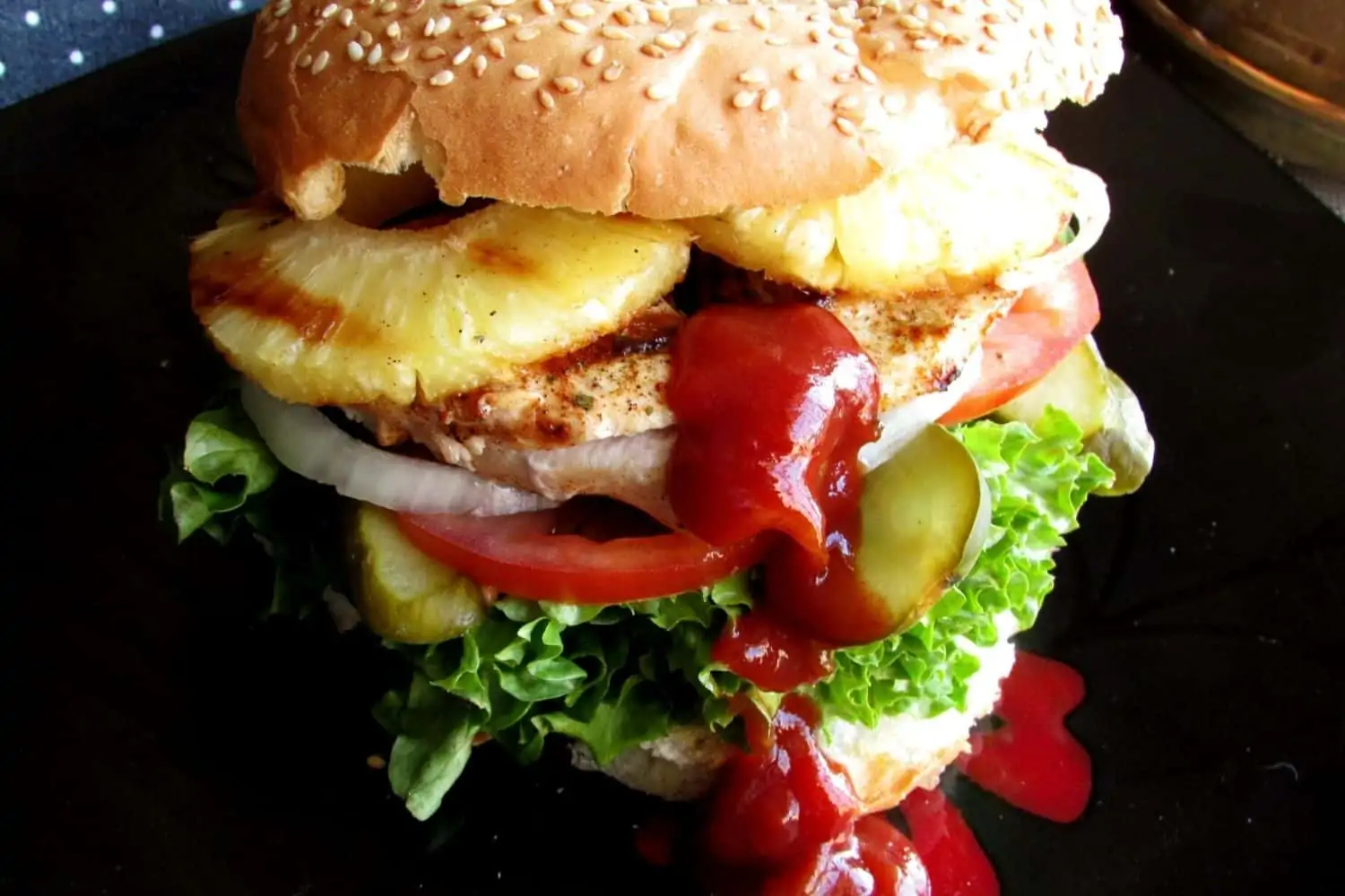 Grilled Chicken Burger with Pineapple