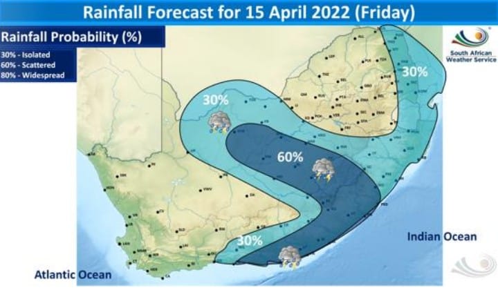 Rain prediction Friday 15 April 2022
