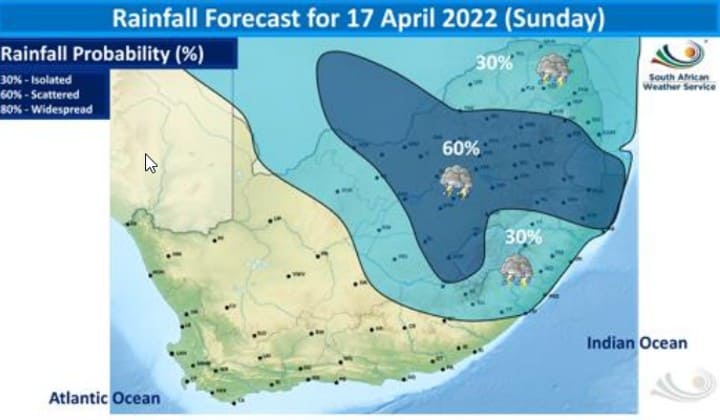 Rain prediction Sunday 17 April 2022