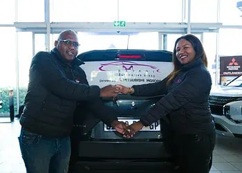 L-R-SimphiweSikhakhanefromMitsubishiMotorsandJosephineMalakoane,BasadiAutomotiveGroup’sFoundingDirector