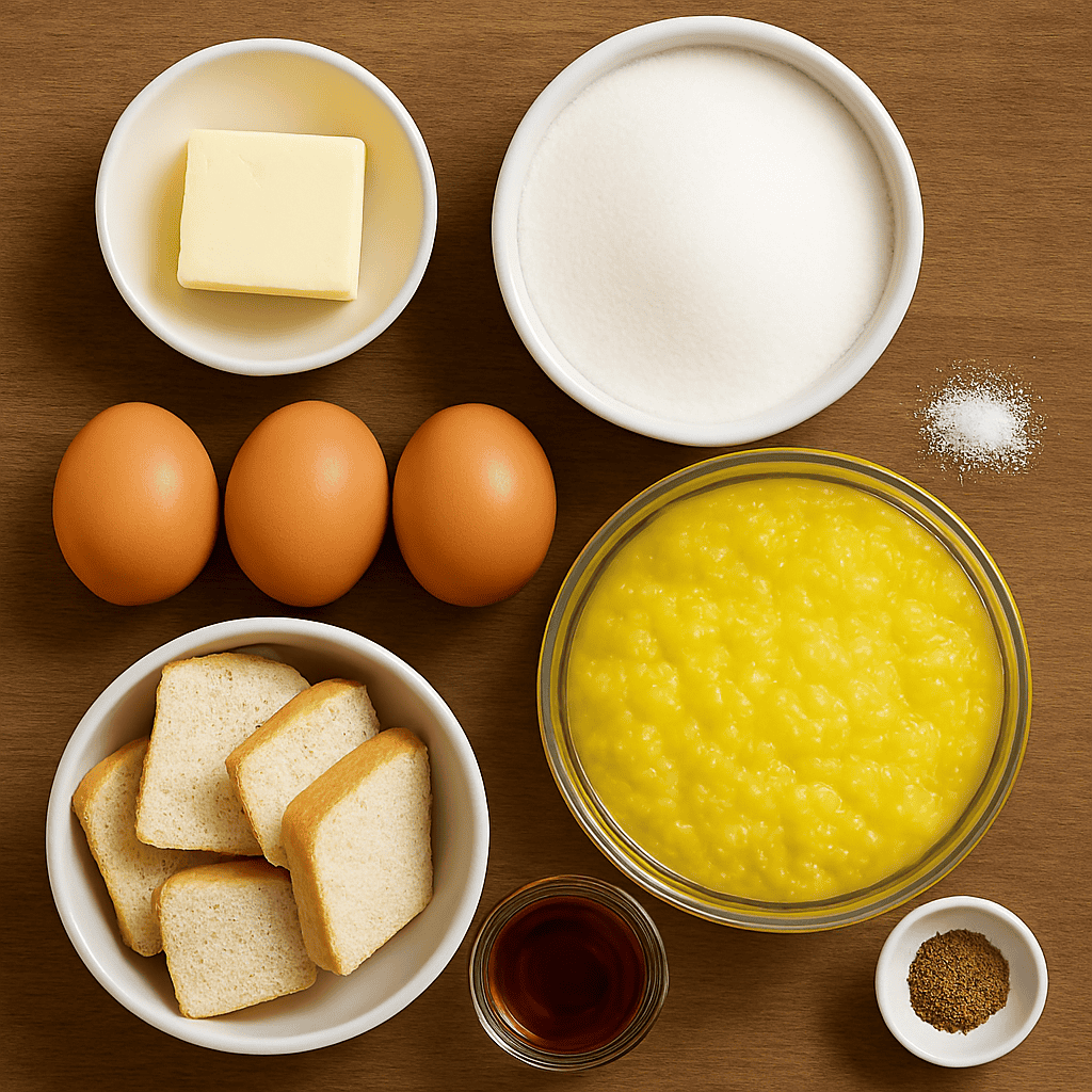 Ingredients for Bread Pudding