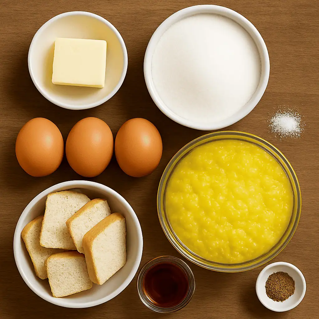 Ingredients for Bread Pudding