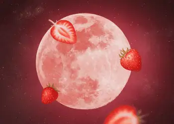 Strawberry moon, AI generated illustrative image.