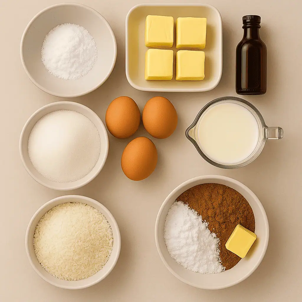 Ingredients for Lamingtons