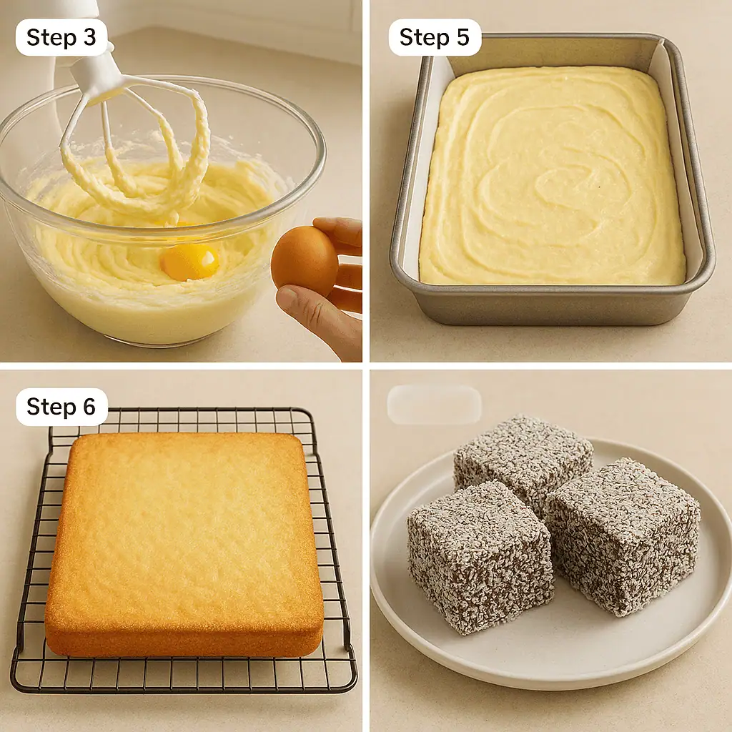 Lamington 4 steps images
