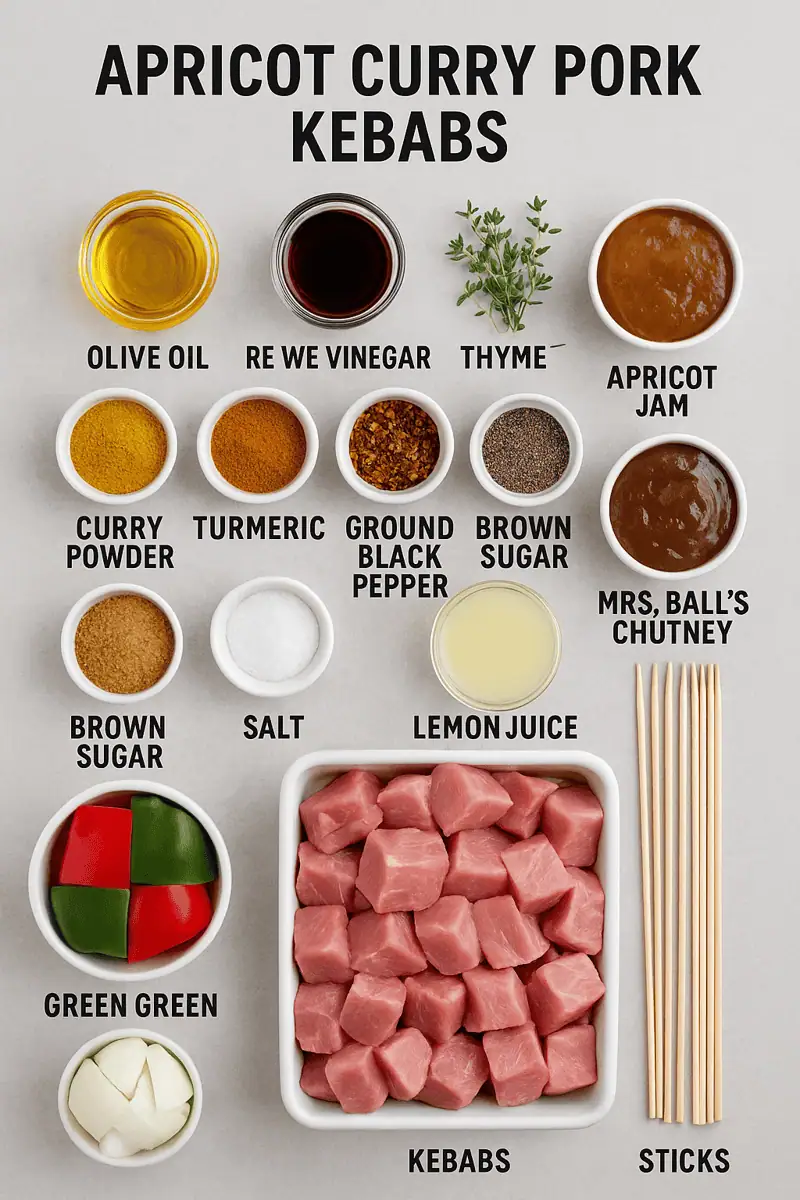 Apricot Pork Curry Kebabs