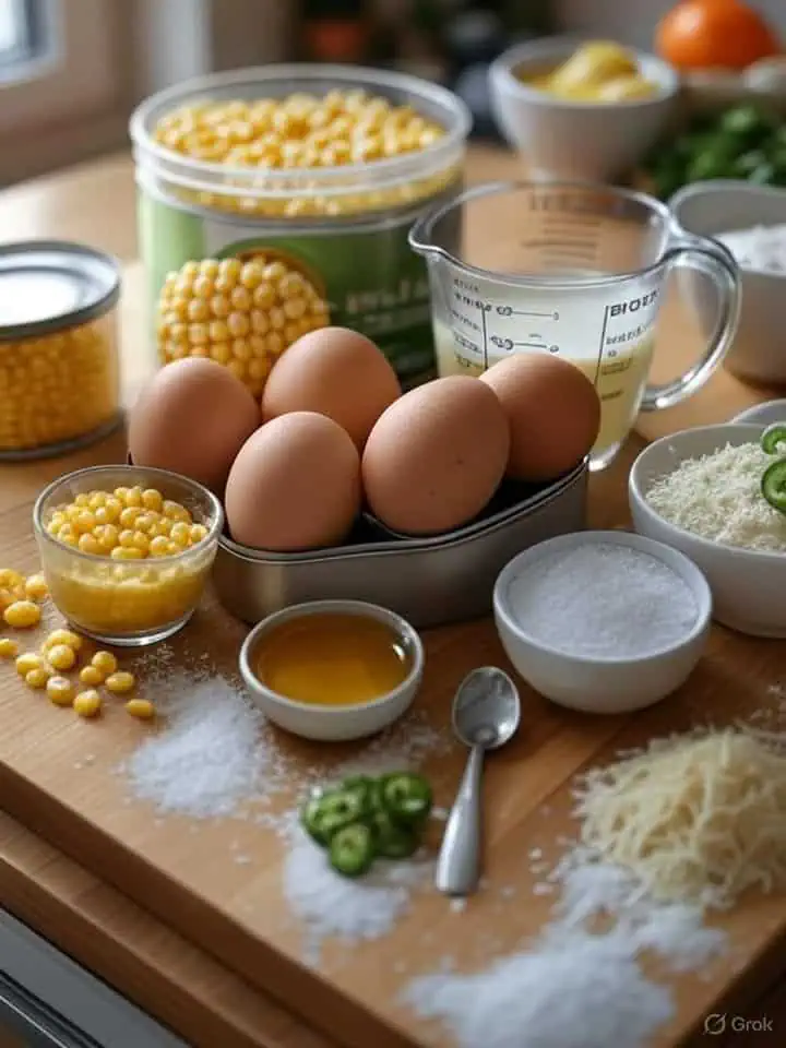 Ingredients for easy cornbread recipe