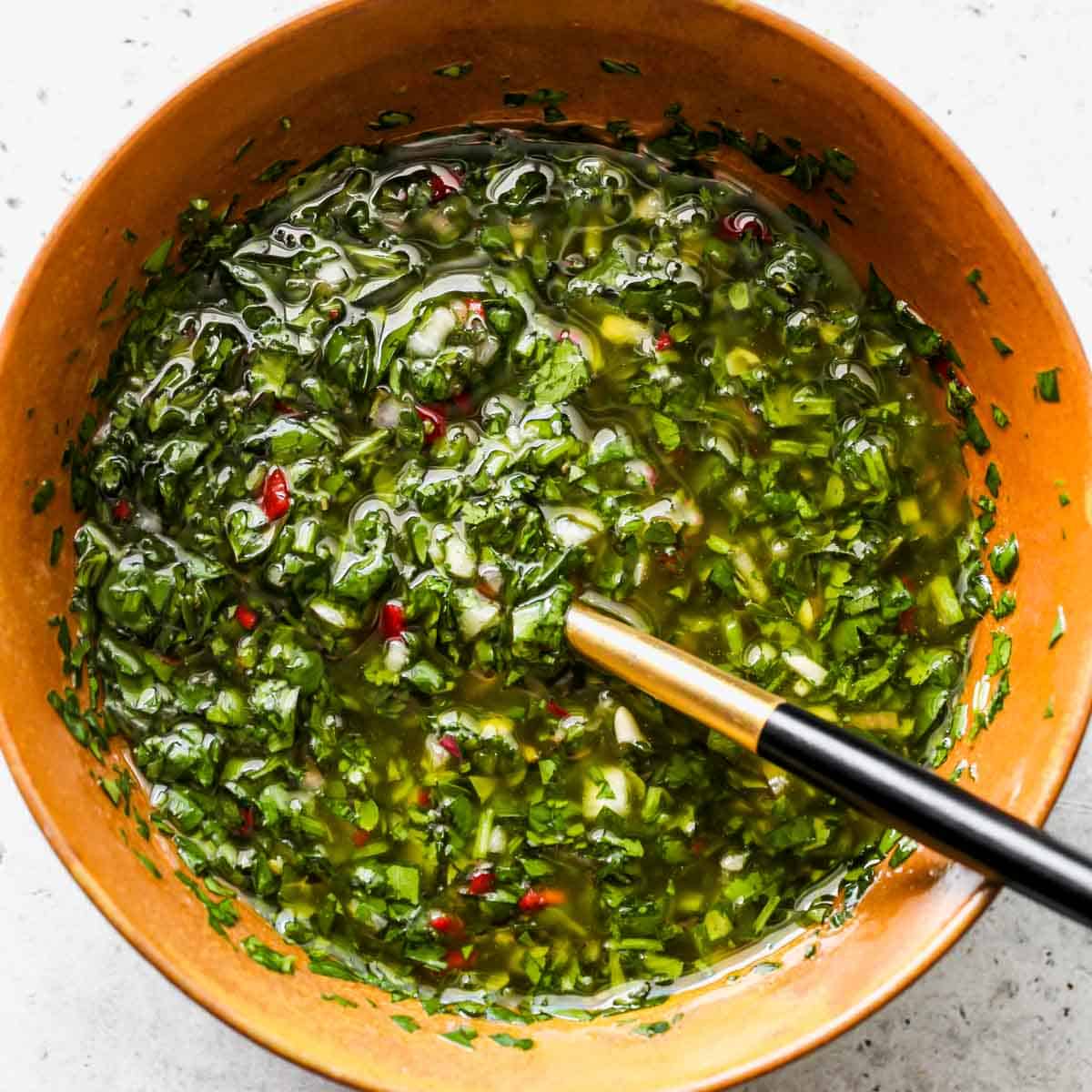 Chimichurri in the making