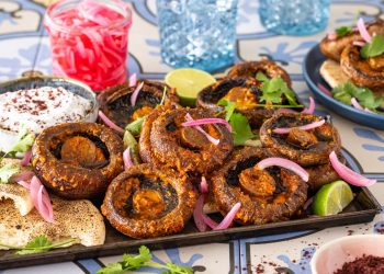 HARISSA BUTTER ROASTED MUSHROOMS WITH SPICY LEMON YOGHURT