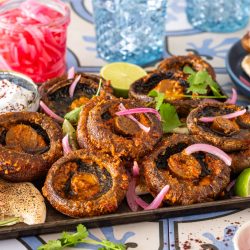 HARISSA BUTTER ROASTED MUSHROOMS WITH SPICY LEMON YOGHURT