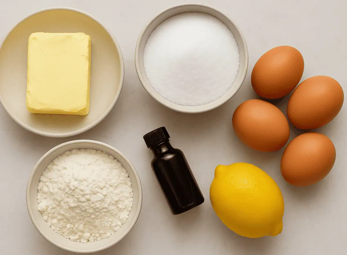 Ingredients for Pound Cake