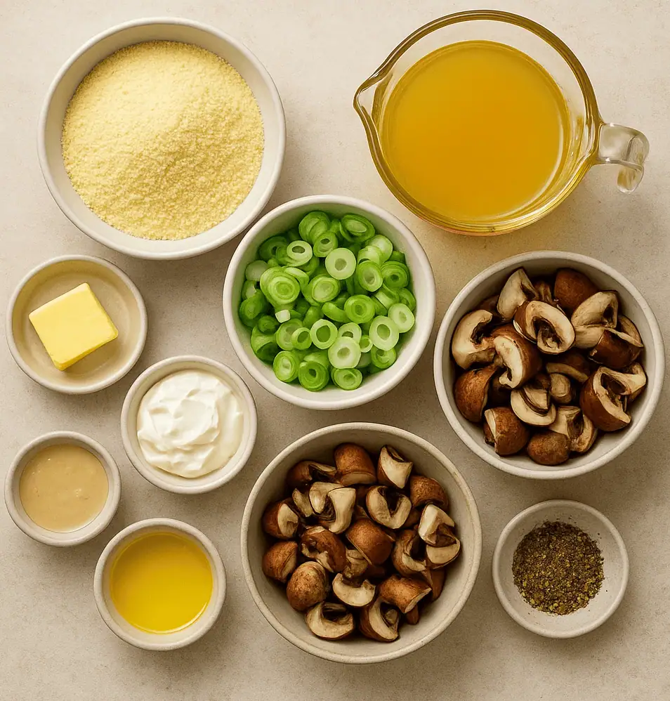 Ingredients pap cake and portabellinis mushrooms - Saffarazzi Pap Cakes & Portabellinis
