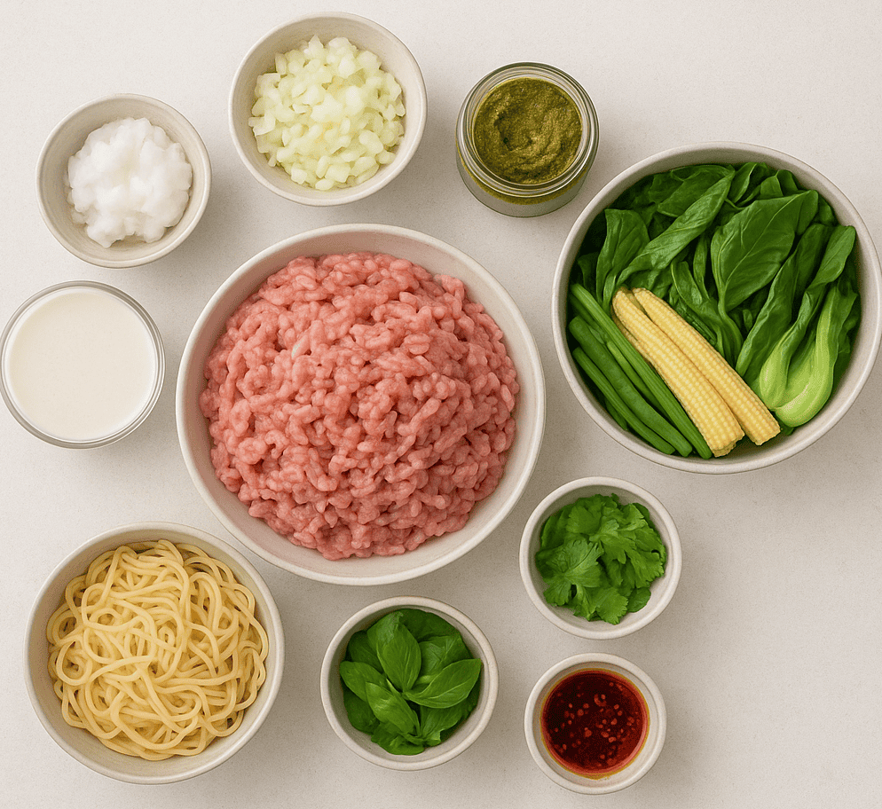 Ingredients for Thai Green Curry Pork Meatballs