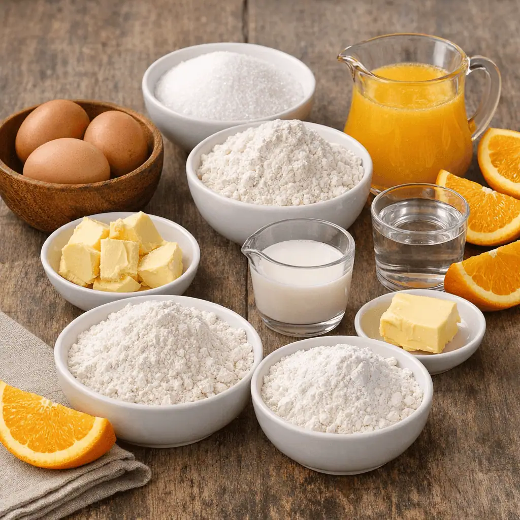 Ingredients for Golden Citrus Dream Orange Cake - Saffarazzi Ingredients for Golden Citrus Dream Orange Cake
