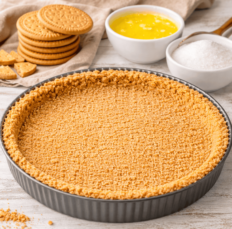 Easy No-Crust Milk Tart with Simple Marie Biscuit Base