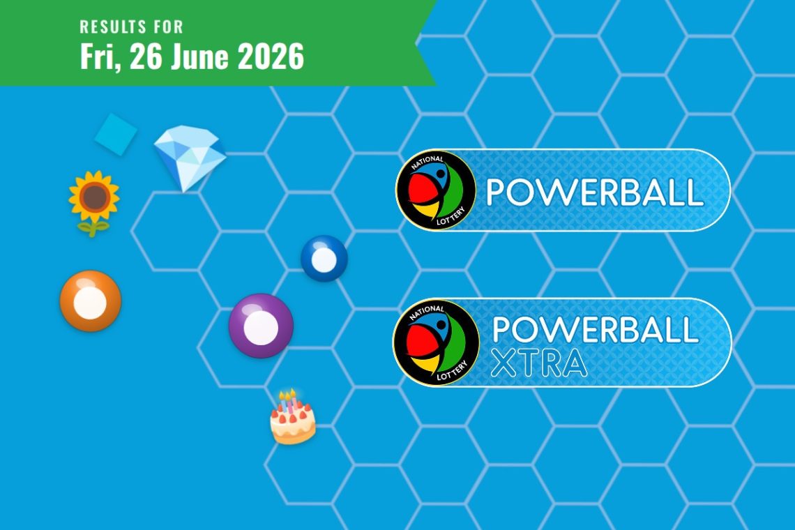 Powerball and Powerball XTRA lottery draw results for Friday, 26 June 2026