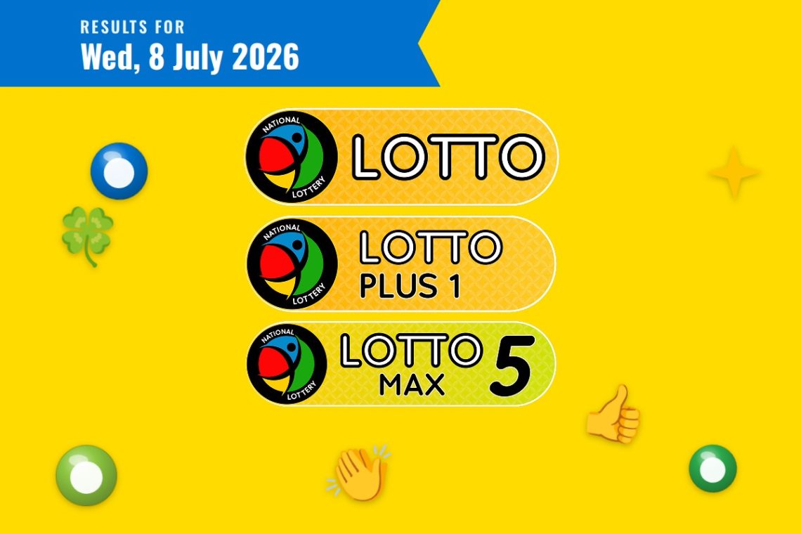 Lotto, Lotto Plus 1 and Lotto 5 Max Results — Wednesday, 8 July 2026 - Saffarazzi Lotto, Lotto Plus 1 and Lotto 5 Max Results lottery draw results for Wednesday, 8 July 2026