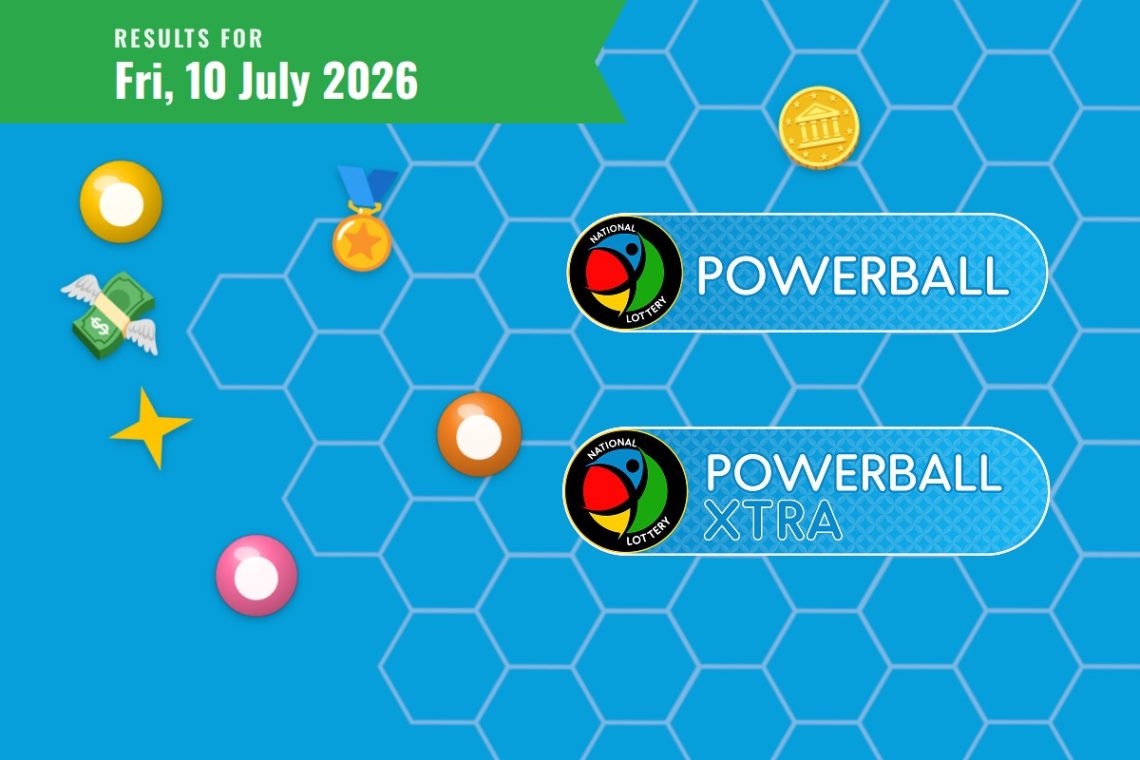 Powerball and Powerball XTRA Results — Friday, 10 July 2026 - Saffarazzi Powerball and Powerball XTRA Results lottery draw results for Friday, 10 July 2026