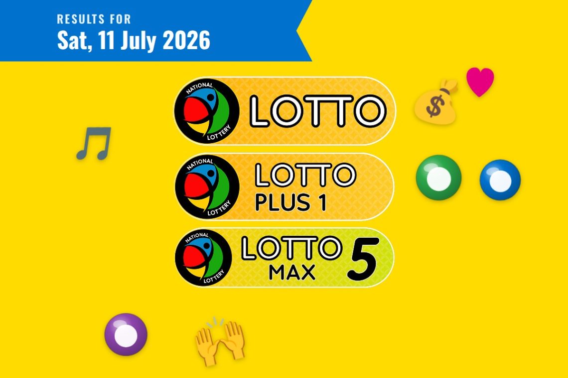 Lotto, Lotto Plus 1 and Lotto 5 Max Results — Saturday, 11 July 2026 - Saffarazzi Lotto, Lotto Plus 1 and Lotto 5 Max Results lottery draw results for Saturday, 11 July 2026