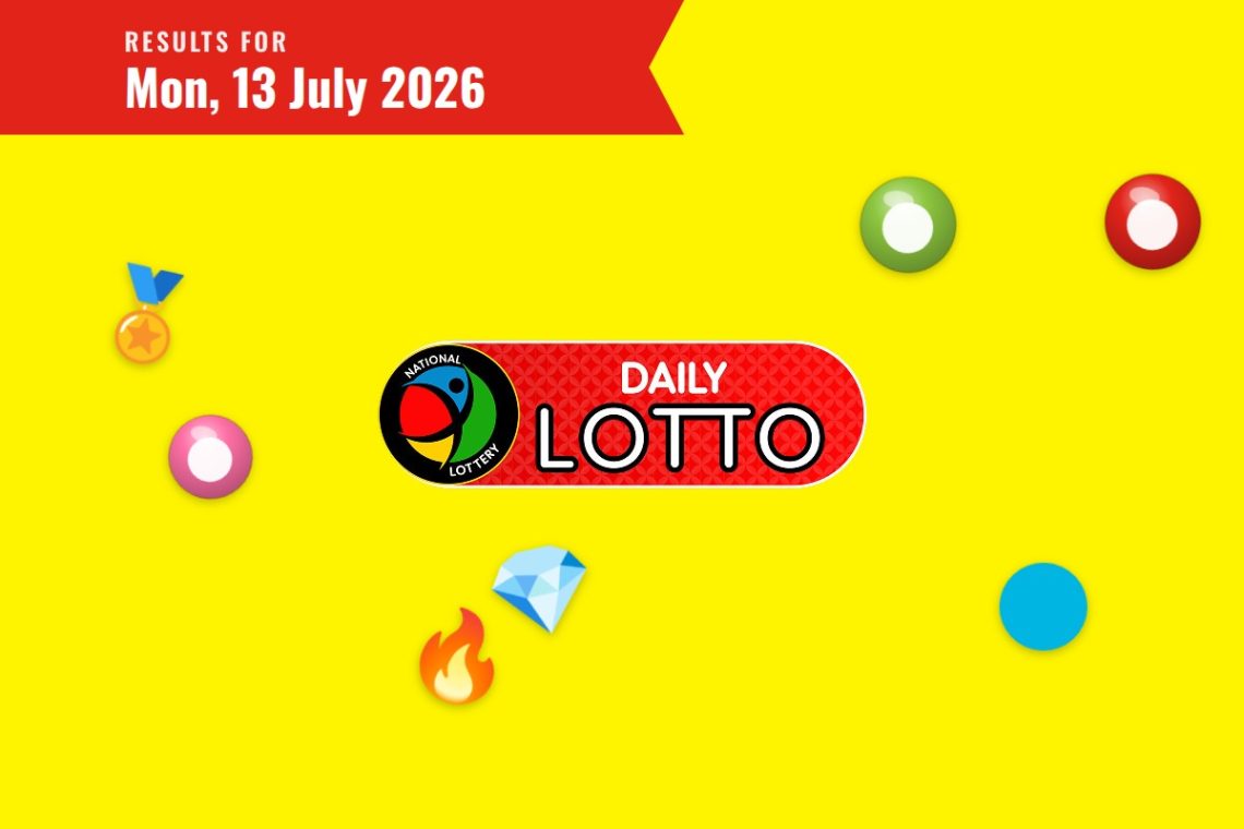 Daily Lotto Results — Monday, 13 July 2026 - Saffarazzi Daily Lotto Results lottery draw results for Monday, 13 July 2026