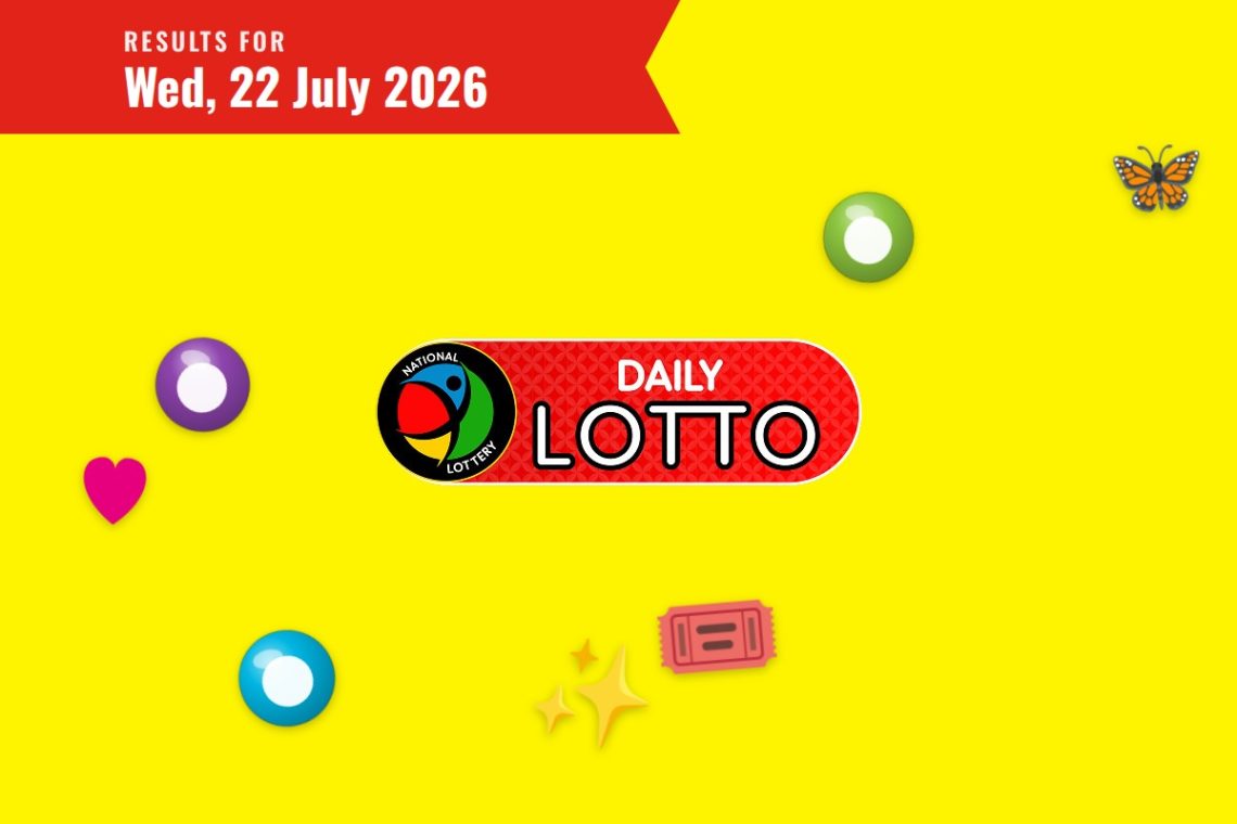 Daily Lotto Results lottery draw results for Wednesday, 22 July 2026
