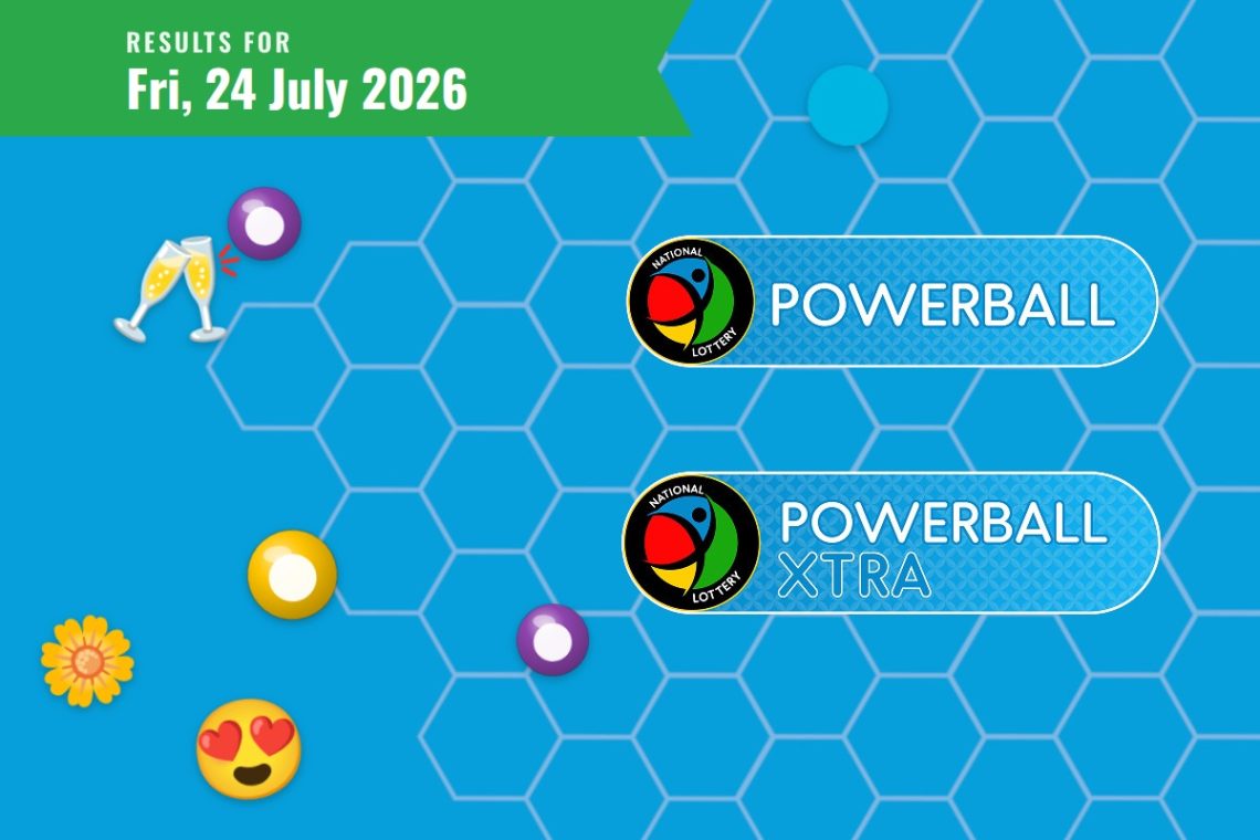 Powerball and Powerball XTRA Results — Friday, 24 July 2026 - Saffarazzi Powerball and Powerball XTRA Results lottery draw results for Friday, 24 July 2026