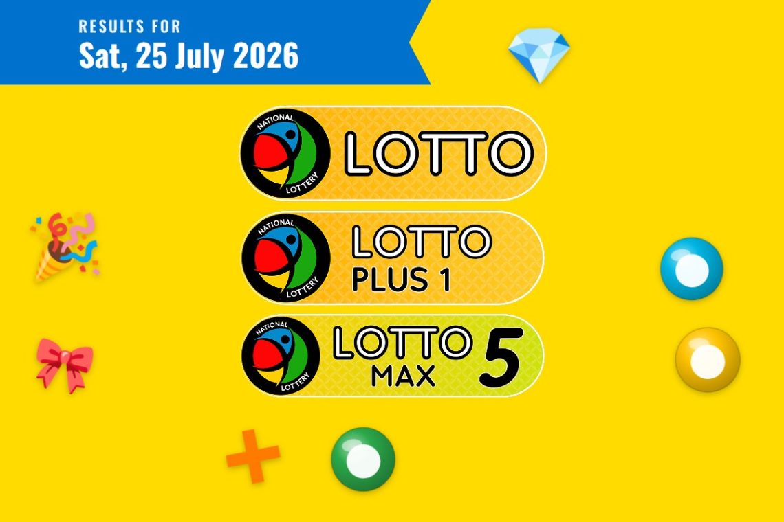 Lotto, Lotto Plus 1 and Lotto 5 Max Results — Saturday, 25 July 2026 - Saffarazzi Lotto, Lotto Plus 1 and Lotto 5 Max Results lottery draw results for Saturday, 25 July 2026