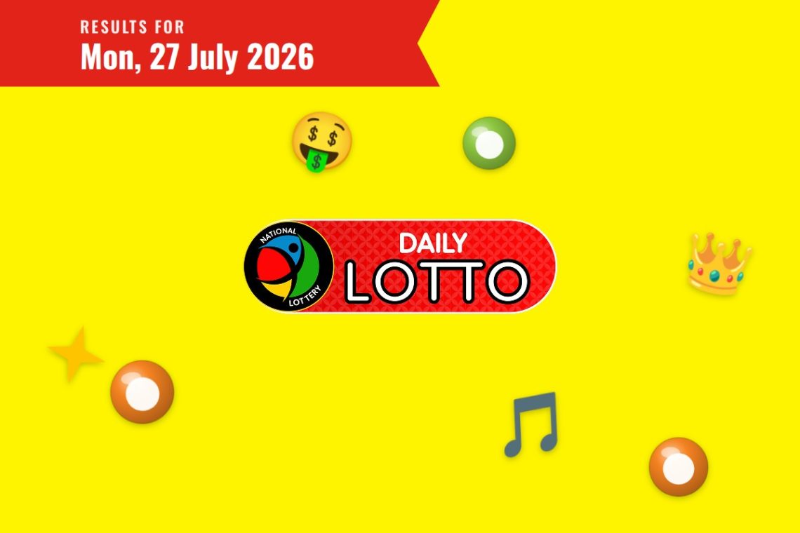 Daily Lotto Results lottery draw results for Monday, 27 July 2026
