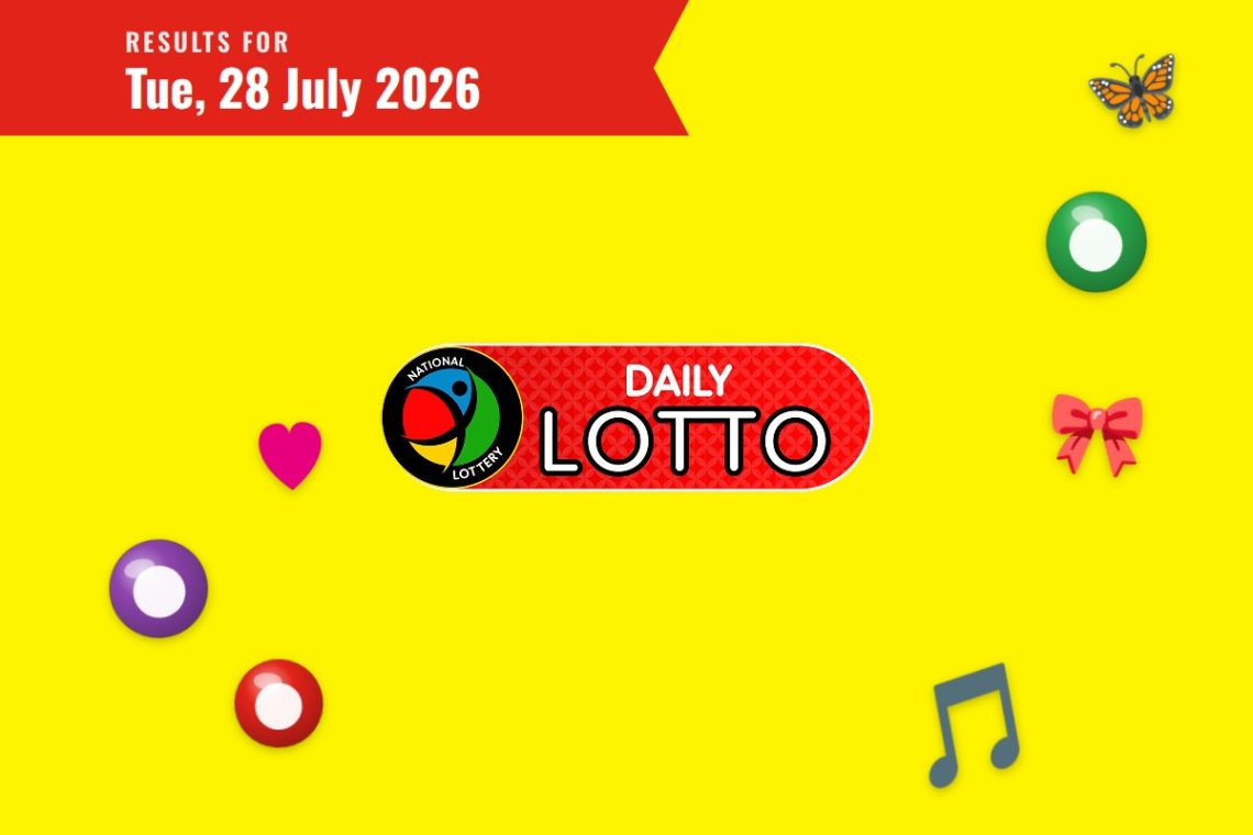 Daily Lotto Results lottery draw results for Tuesday, 28 July 2026