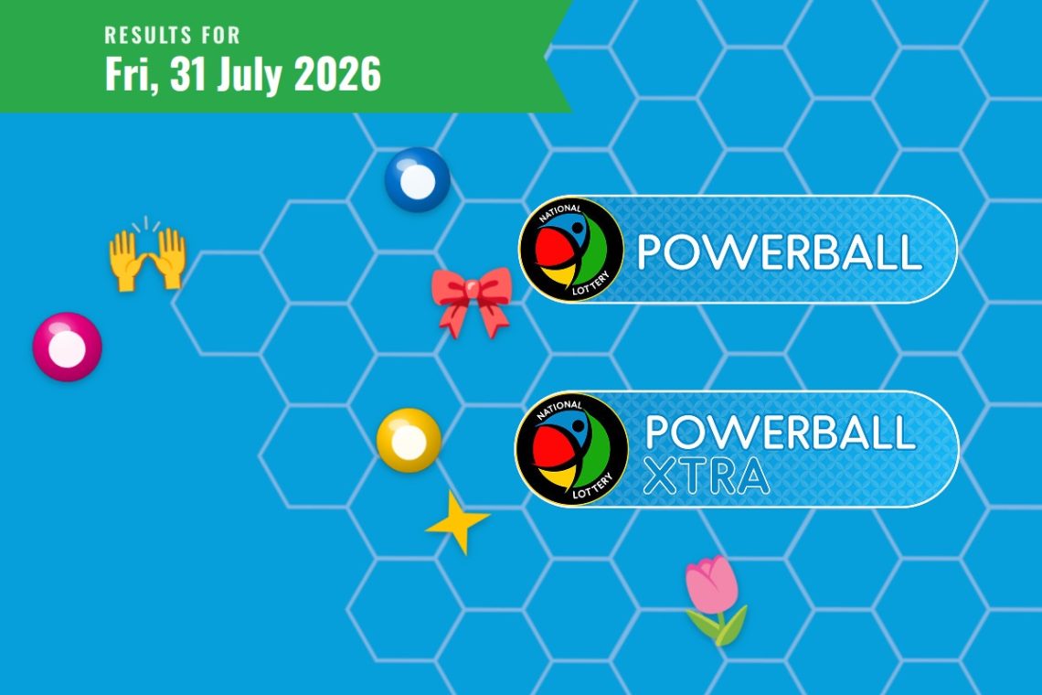 Powerball and Powerball XTRA Results lottery draw results for Friday, 31 July 2026