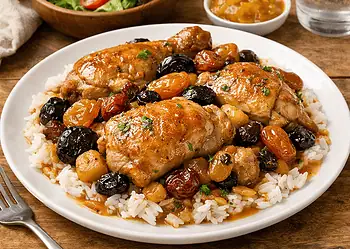 Sticky Orange & Dried Fruit Braised Chicken - Saffarazzi Sticky Orange & Dried Fruit Braised Chicken