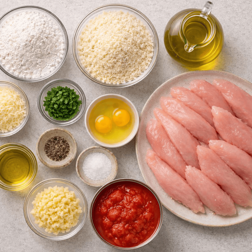 Golden Panko-Parmesan Chicken Tenders with Quick Basil Tomato Sauce