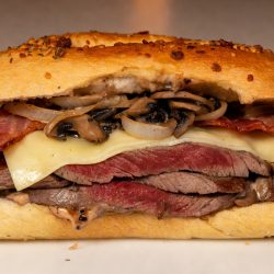 How to Make a Man Pie (Pressed Ribeye Sandwich with Bacon & Swiss) - Saffarazzi How to Make a Man Pie (Pressed Ribeye Sandwich with Bacon & Swiss)