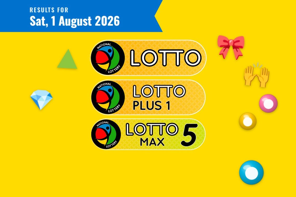 Lotto, Lotto Plus 1 and Lotto 5 Max Results — Saturday, 1 August 2026 - Saffarazzi Lotto, Lotto Plus 1 and Lotto 5 Max Results lottery draw results for Saturday, 1 August 2026